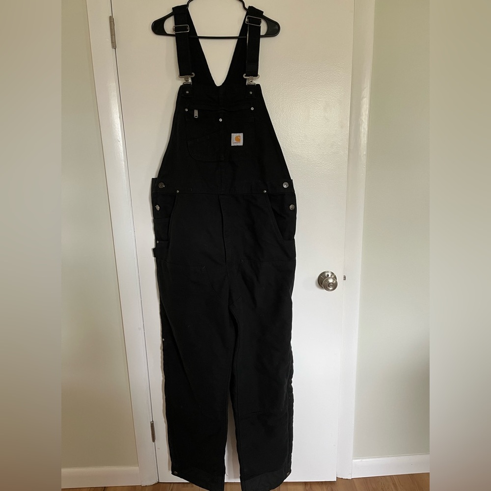 Black Carhartt Overalls, Mens Large (Tall)